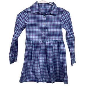 Vineyard Vines Morgan Way Blue Multi Plaid Collared Long Sleeve Dress